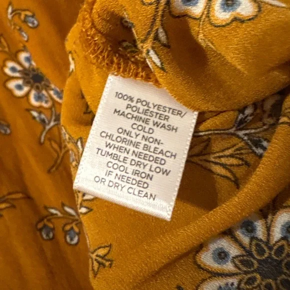 Floral Mustard Orange Top LOFT Size Small - Picture 4 of 4